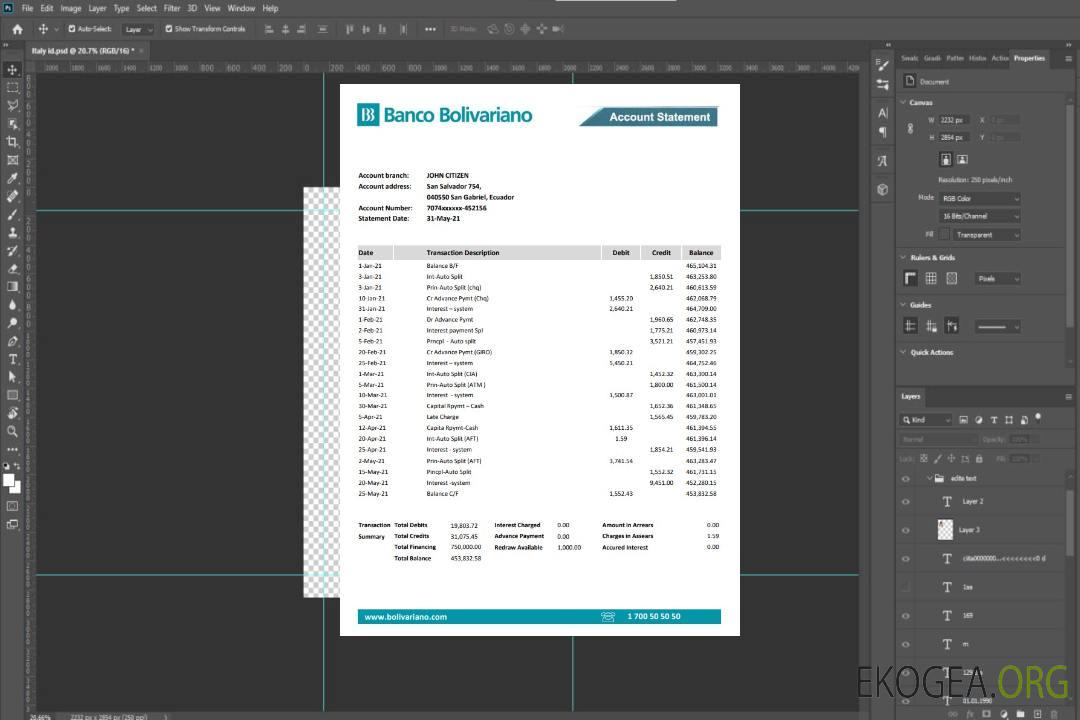 Relevé bancaire de la Banco Bolivariano en Équateur, modèle facile à remplir au format de fichier .xls et .pdf template Relevé bancaire de la Banco Bolivariano en Équateur, modèle facile à remplir au format de fichier .xls et .pdf template